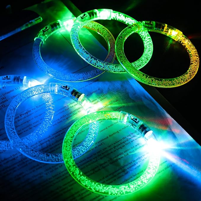 MCPINKY 12PCS Glow Bracelets Bulk, Glow in the Dark Bracelets Light up LED Bracelets for Bachelorette Graduation Parties Discos Clubs