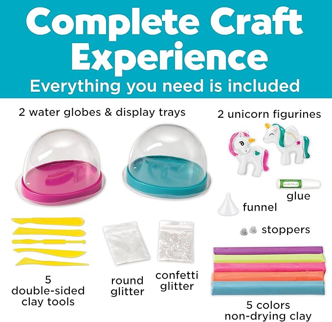 Creativity for Kids Make Your Own Water Globes: Magical Unicorns - Create 2 Snow Globe Unicorn Toys, Arts and Crafts and Girls Toys Ages 6-8+, Unicorn Gifts for Girls