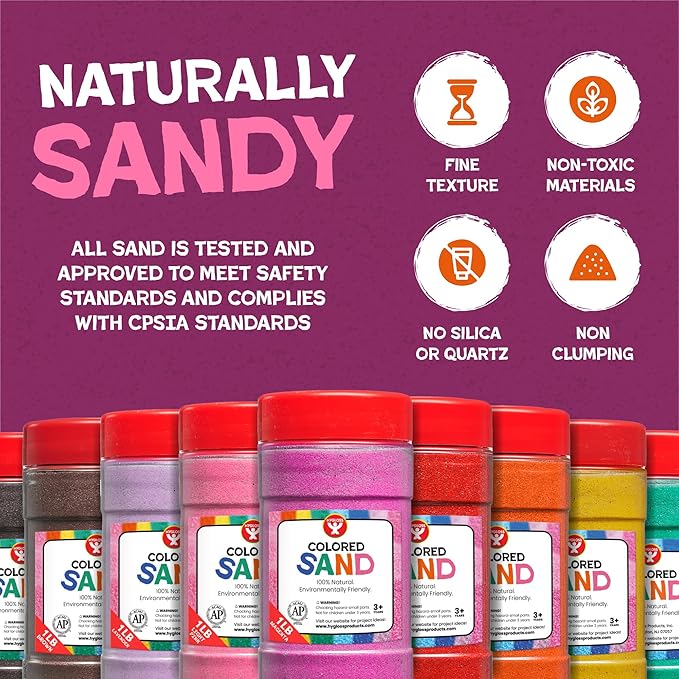 Hygloss Colored Play Sand – 15 lb Black Craft Sand for Sand Art, Christmas Gifts & Decorations, DIY Projects, Classroom Activities, and Plant Décor – Fine, Non-Toxic Sand, Safe for Kids Ages 3+