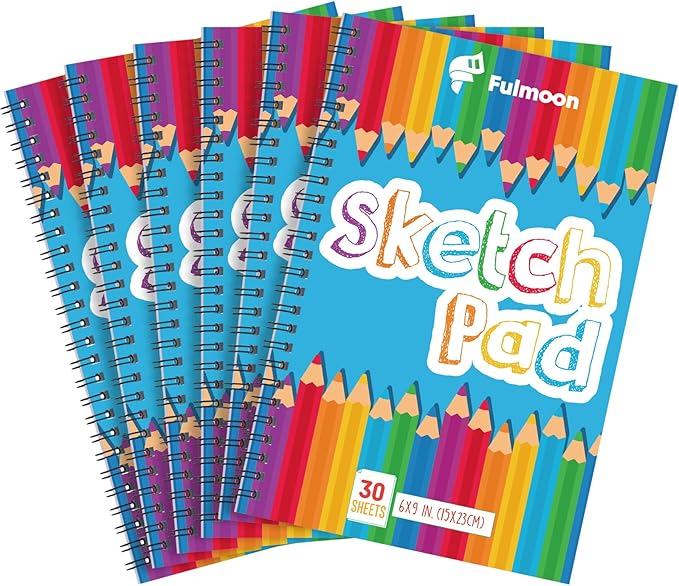 Fulmoon 100 Pcs Operation Christmas Bulk Drawing Pad for Kids 30 Sheets Drawing Paper Coloring Sketch Book Art Supplies for Adults Crayons Pencils School Office Christmas Art Supplies, 6 x 9 Inch