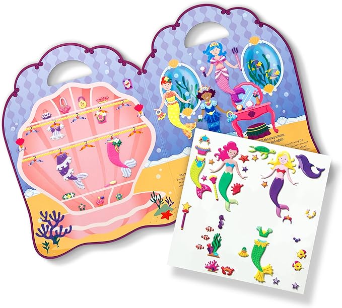 Melissa & Doug Puffy Sticker Activity Book: Mermaids - 65 Reusable Stickers - FSC Certified
