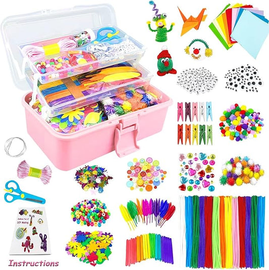 VLUSSO Arts & Crafts Supplies DIY Craft Kits Set - Pipe Cleaners, Materials, Gift for Kids Boys & Girls Age 4-8