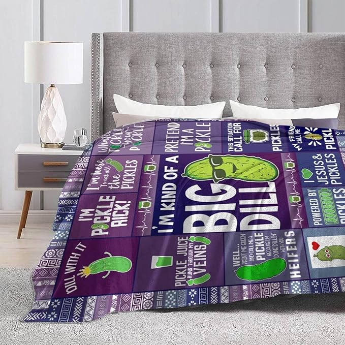 Pickle Blanket for Boys Girls, Cute Pickle Themed Design Printed Throw Blankets for Kids Lap, Chair, Warm Soft Cozy Blanket, 30"x 40"