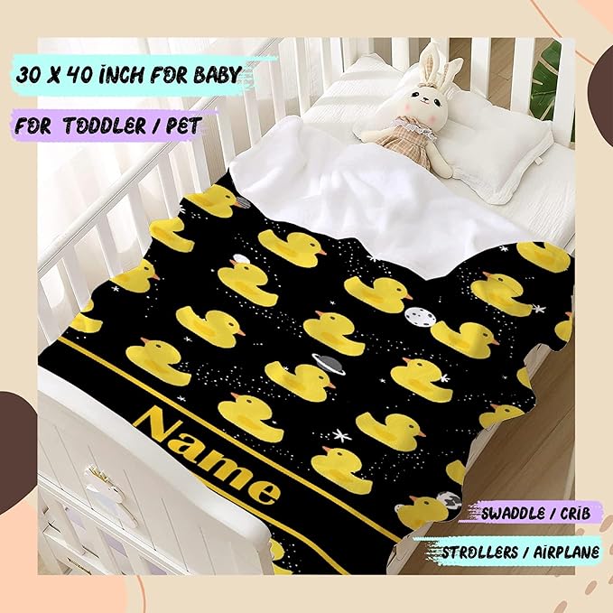 Custom Name Ruddy Duck Adult duck Blanket Kids Funny Blanket Suitable for Bedroom Living Room bed sofa Crib Couch Chair outdoor All Season Items That Yellow Duck Lovers Will Love 40"x30"for Pets
