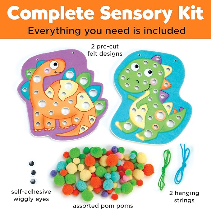 Creativity for Kids Pom Pom Pictures: Dinosaurs - Toddler Learning Toys, Sensory Play for Ages 3+