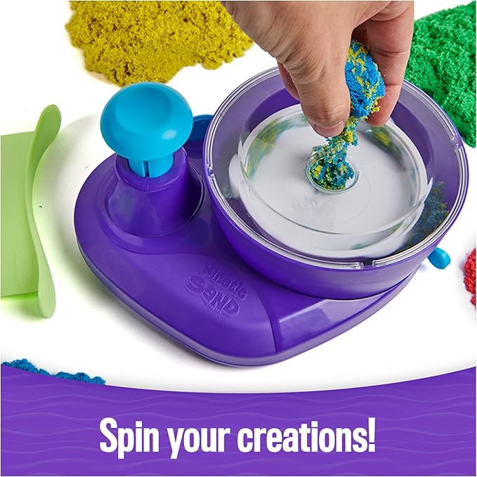 Kinetic Sand, Deluxe Swirl N’ Surprise Playset with 2.5lbs Play Sand (Red, Blue, Green, Yellow, White & Purple), 4 Tools, Sensory Toys for Kids