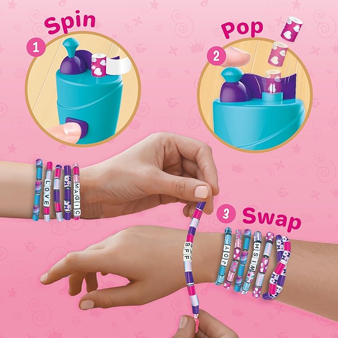 Imagimake Spin n Pop : DIY Bracelets Braids & More | Patented Electric Bracelet Maker | DIY Craft Kits for Girls Ages 8-13 | Create 25+ Accessories for Girls 10-12 | Teenage Girl Gift Ideas
