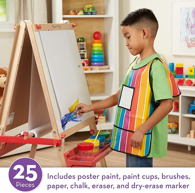 Melissa & Doug Easel Accessory Set - Paint, Cups, Brushes, Chalk, Paper, Dry-Erase Marker