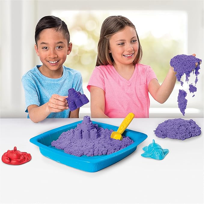 Kinetic Sand, Sandbox Playset with 1lb of Purple and 3 Molds, for Ages 3 and up