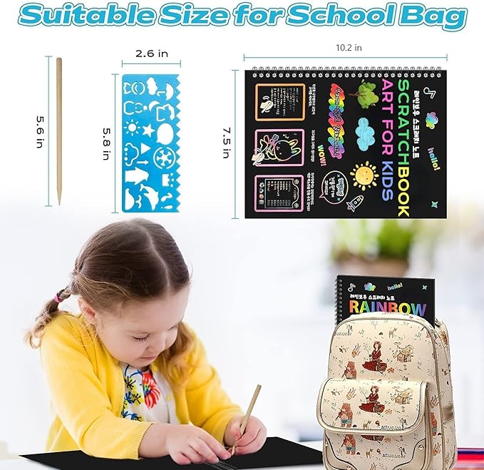 Smasiagon Scratch Paper Art-Crafts Kits for Kids, 2 Pack Scratch Off Notebooks Magic DIY Art Supplies Toys for 3-12 Years Old Girls Boys, Gifts for Birthday Halloween Christmas Party Favors Games