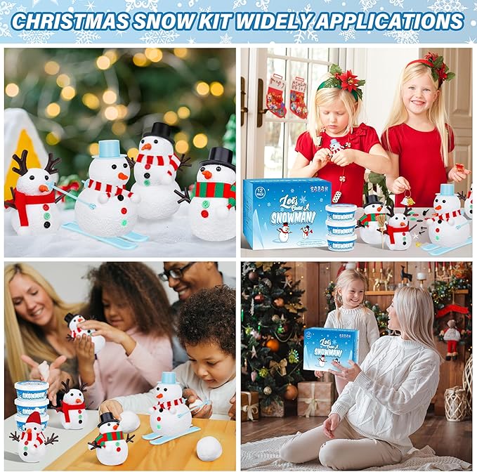 EOBOH 36 Pack Snowman Kit Set, Build a Snowman Christmas Craft, Creative Air Dry Clay Modeling Winter Decorations Indoor, Crafts Kit for Christmas Activities School Family Winter Party Supplies