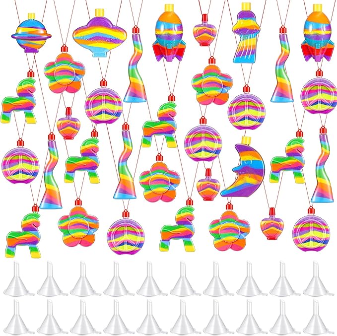 Libima 20 Pcs Sand Art Necklaces for Kids Bulk Sand Art Bottle, Colored Sand for Crafts Create Your Own Sand Art Sets for DIY Craft Making Classroom Activities Party Favors, Without Sand