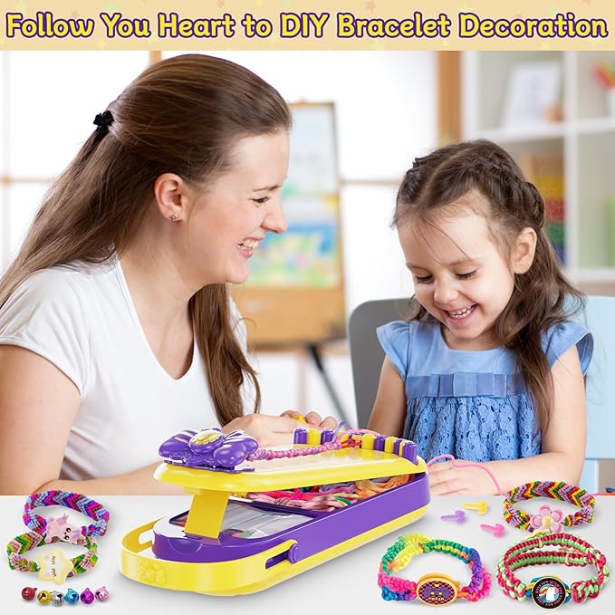 Friendship Bracelet Making Kit for Girls - DIY Bracelets Maker Art and Craft Kits for Kids - Jewelry String braiding Set Toys for Age 6 7 8 9 10 11 12 Year Old Girl Christmas Birthday Gifts - Yellow