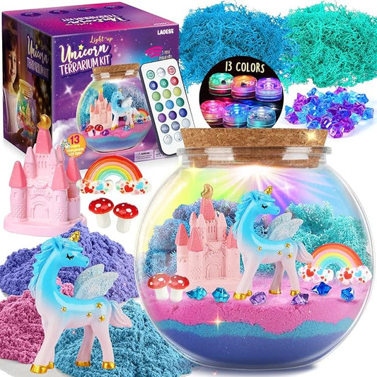 Unicorn Gifts for Girls - Unicorn Terrarium Kit for Kids - Birthday Gift for Girls Ages 4 5 6 7 8-12 Year Old - DIY Unicorn Toys for Girls - Arts and Crafts Kit for Kids - Best Girls Presents Stuff