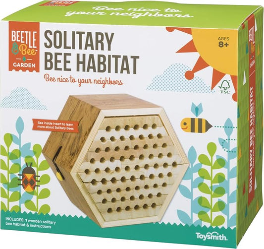 Toysmith Beetle & Bee Solitary Bee Habitat - DIY Kids Art Craft Outdoor Bee Kit, Educational Kit for Kids, No Hardware/No Glue Required, 13 Wooden Pieces, FSC Certified, Intended for Age 8+