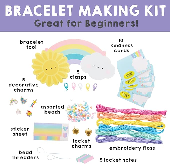 Creativity for Kids Friendship Bracelet Making Kit - Create 20 DIY Charm Bracelets, Arts and Craft Kits for Girls and Tweens Ages 7-10+