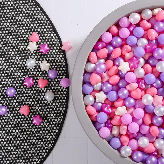 GOGOSO Shape Ball Pits Balls, Star Heart Plastic Play Balls for Toddlers Kids Children, DIY Giant Friendship Bracelet Banner