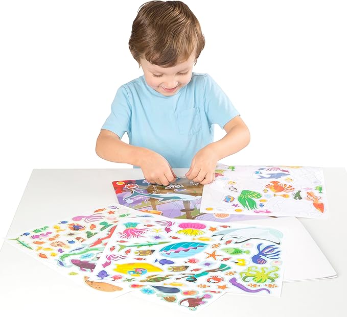 Melissa & Doug Reusable Sticker Pad Bundle - Jungle, Farm & Under the Sea - Art Activities For Kids, Restickable Stickers, Arts And Crafts For Kids Ages 3+