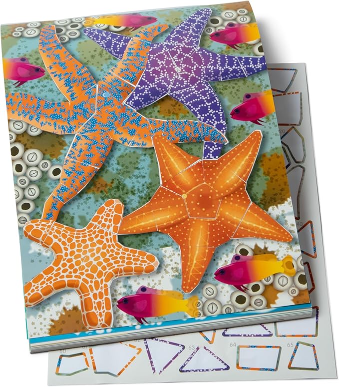 Melissa & Doug Mosaic Sticker Pad Ocean Animals (12 Color Scenes to Complete with 850+ Stickers) - FSC-Certified Materials