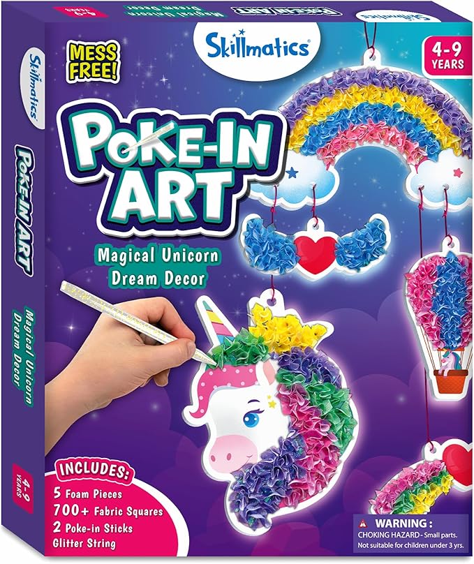 Skillmatics Art & Craft Activity - Poke-in Art Magical Unicorn Dream Decor, Mess-Free Art for Kids, DIY Craft Kits, Creative Activity, Fine Motor Skills, Gifts for Ages 4, 5, 6, 7, 8, 9