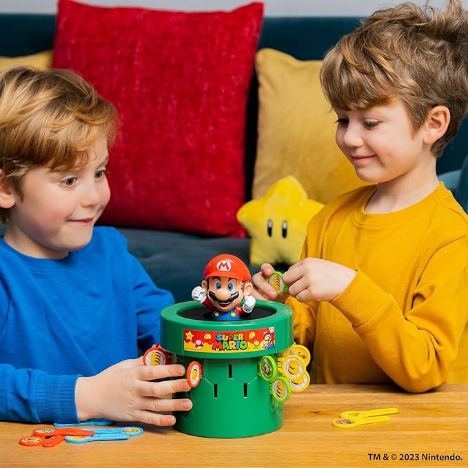 TOMY Pop Up Super Mario Family and Preschool Kids Board Game, 2-4 Players, Suitable for Boys & Girls Ages 4+