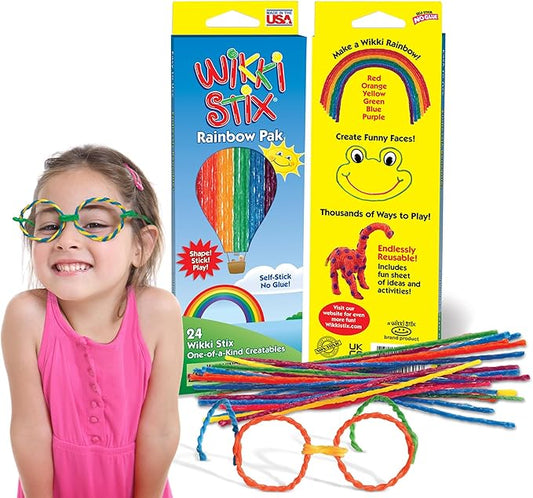 Wikki Stix Rainbow Pak Arts & Crafts, Kids Travel Essential, Pack of 24 in Rainbow Colors, Ages 3 & Up