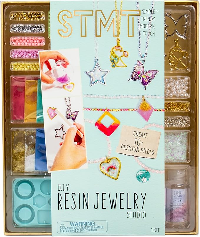 STMT D.I.Y. Resin Jewelry Studio, All-in-One Resin Jewelry Making Kit with Molds, Fun DIY Kit to Make Your Own Necklaces, Bracelets & More, Great Gift for Teen Girls 14+