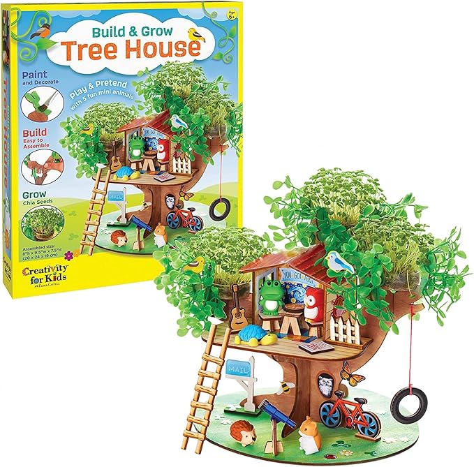 Creativity for Kids Build and Grow Tree House Craft Kit - Treehouse Playset Toy for Boys and Girls, Classic Toys for Kids