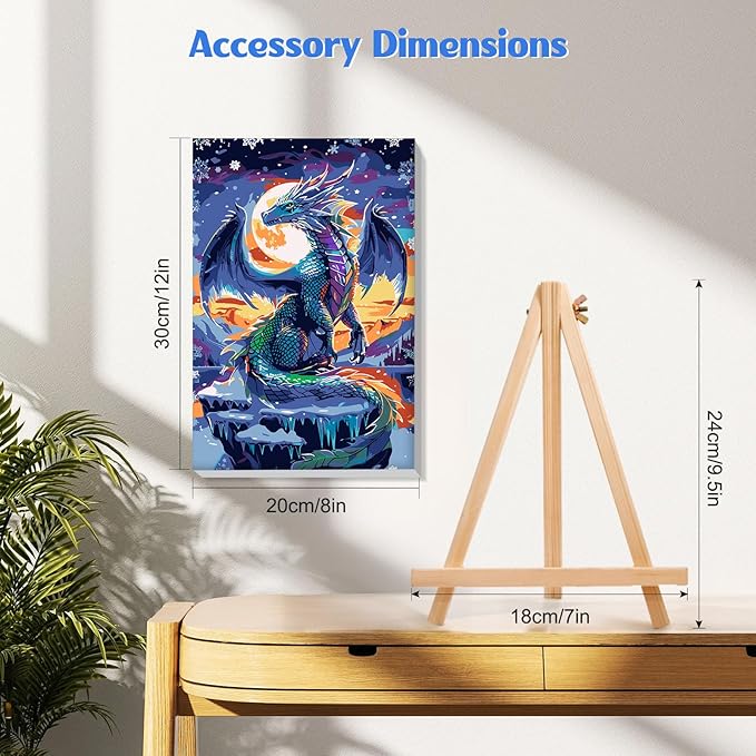 MISCER 4 Pack Paint by Numbers for Adults Beginner, Animals Paint by Number Kits with Easel, DIY Acrylic Oil Painting Suitable for Home Decoration (8 * 12 Inch)