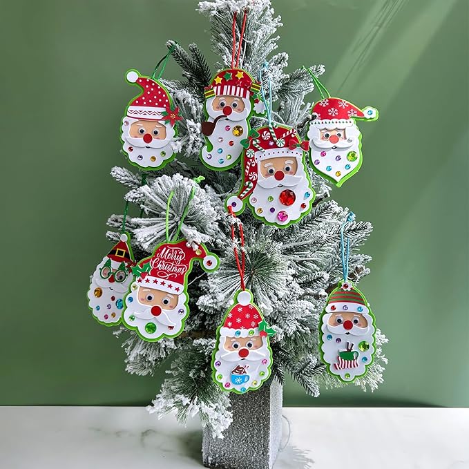 Winlyn 32 Sets Bulk Santa Christmas Ornaments Decorations Craft Kits School Arts and Crafts Foam Santa Christmas Stickers for Kids Holiday Xmas Festive Classroom Activities Party Favors Art Project