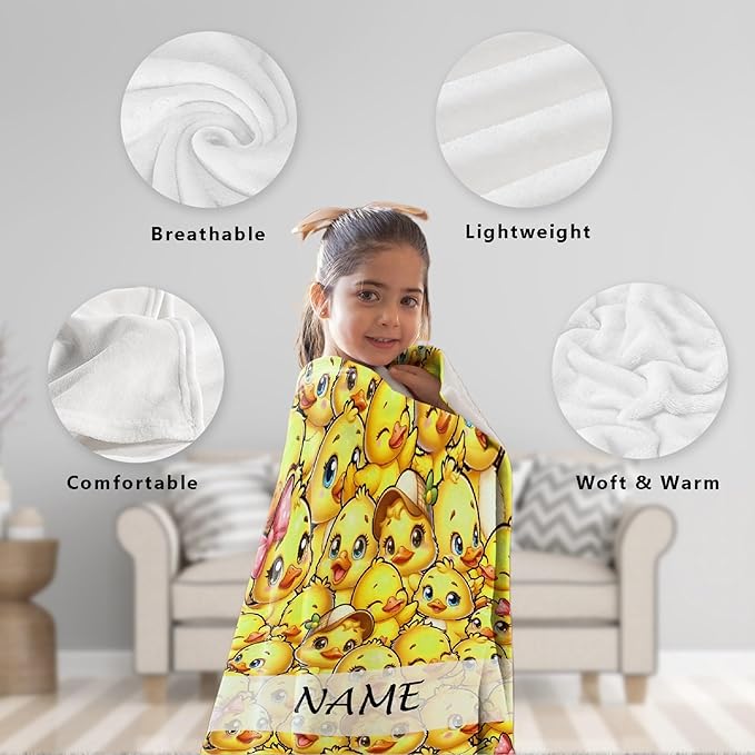 Aparajita Custom Name Ducks Adult Duck Blanket Kids Funny Blanket Suitable for Bedroom Living Room Bed Sofa Crib Couch Chair Outdoor All Season Items That Yellow Duck Lovers Will Love 40"x30"for Pets
