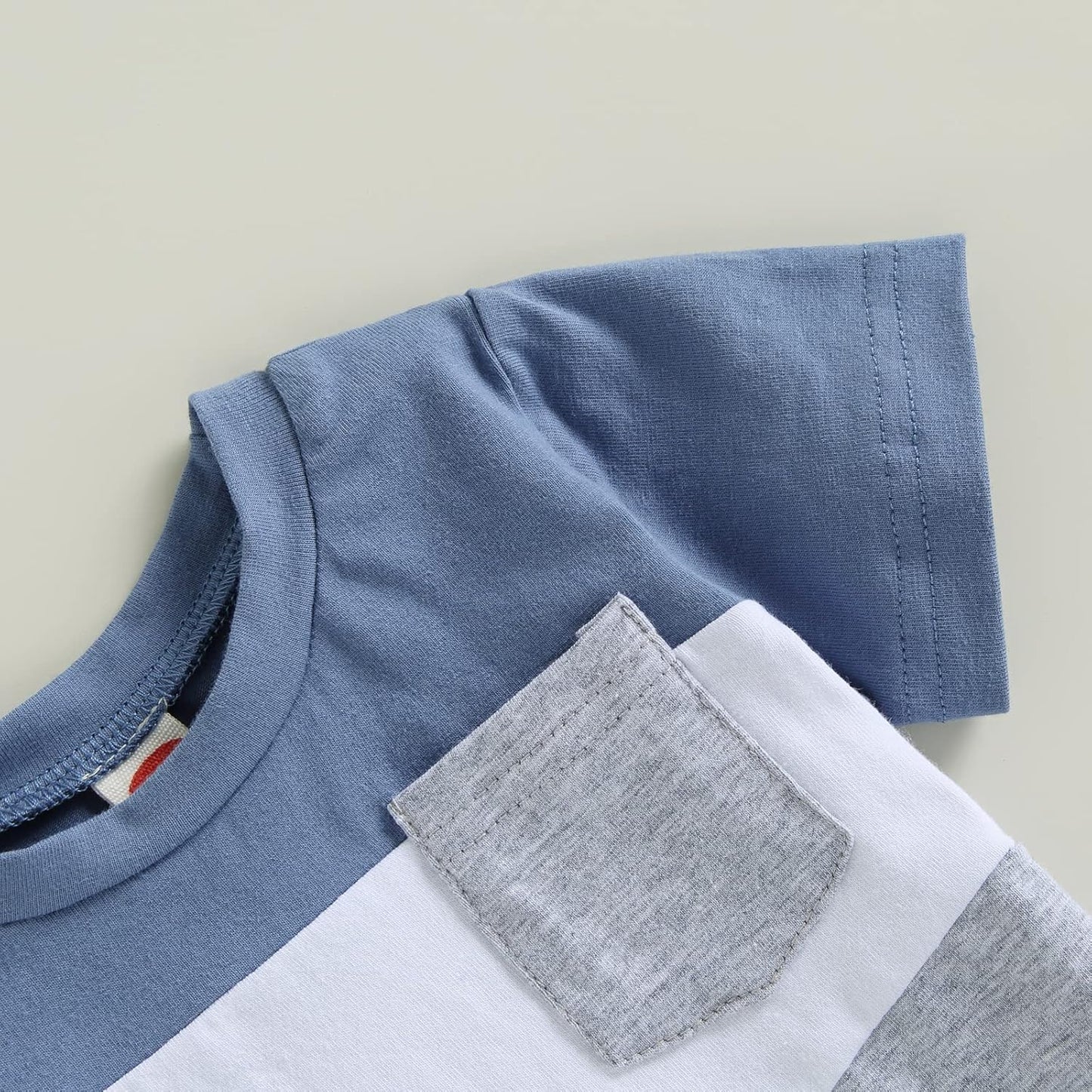 fhutpw Baby Toddler Boy Clothes Summer Outfits 6 12 18 24 Months Patchwork Short Sleeve T Shirt & Shorts Sets with Pockets