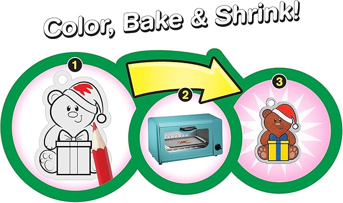 Shrinky Dinks Christmas Tree Kit, 50 Pre-Cut Shrinky Dinks Ornaments, Arts and Crafts, Kids Toys for Ages 5 Up by Just Play
