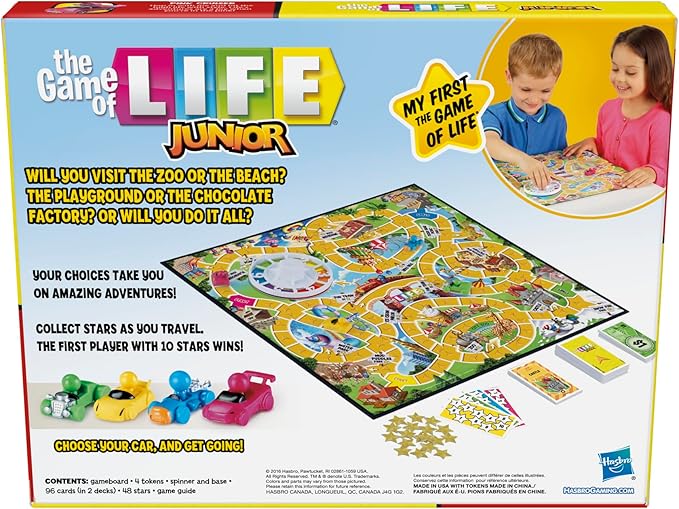 The Game of Life Junior Board Game | The Game of Life Game for Younger Kids | Ages 5 and Up | 2-4 Players | Family Games for Preschoolers | Kids Gifts