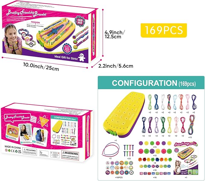Yikusu Friendship Bracelet Making Kit for Girls, Birthday Gifts for Girls Ages 7 8 9 10 11 12 Year Old, Arts and Crafts Toys for Kids Ages 8-12，DIY Bracelet Jewelry Maker Toys Set
