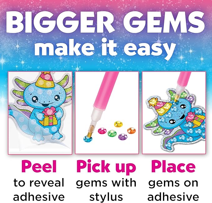 Creativity for Kids Big Gem Diamond Painting Kit: Axolotl Stickers & Suncatcher Kit - Diamond Painting Kits for Kids, Boys and Girls Art & Craft Kit Age 6-8+, Axolotl Toys and Christmas Gifts for Kids