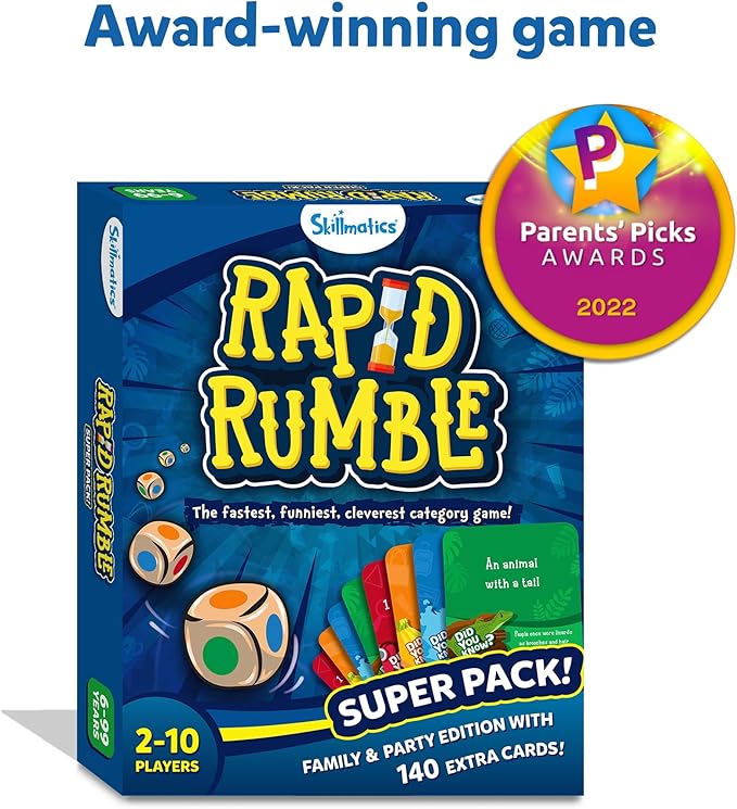 Skillmatics Board Game - Rapid Rumble Super Pack, Family & Party Edition with 140 Extra Cards, Educational Toys, Gifts for Kids, Teens & Adults