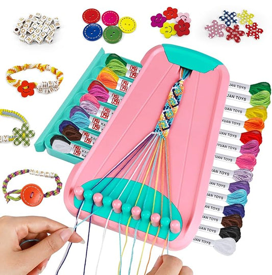Bracelet Making Kit for Girls - Friendship Bracelet Kit - Christmas Gifts for Ages 6 7 8 9 10 11 12 Year Old Girl Birthday Gifts, Arts and Crafts for Kids Ages 8-12 Teen String Bracelets Maker Pink