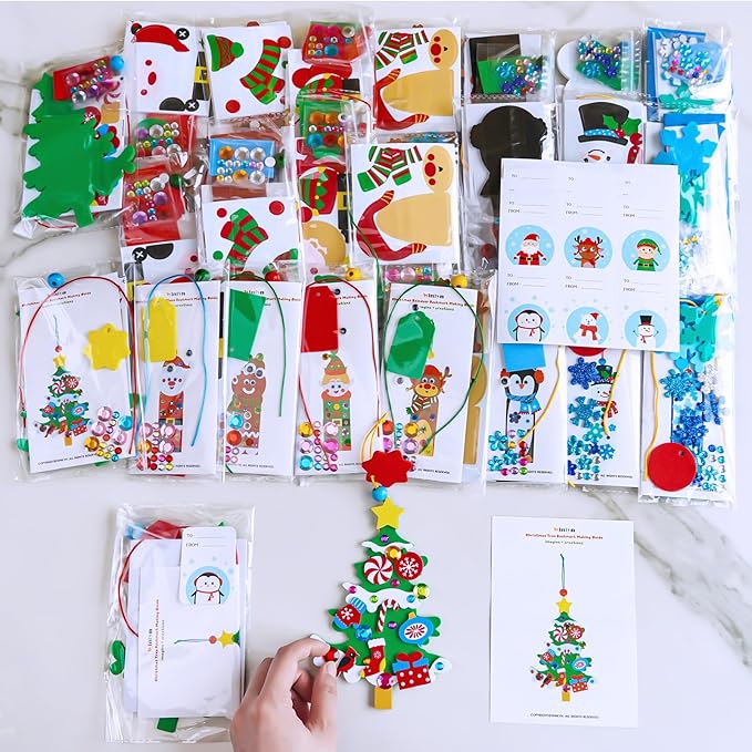 Winlyn 24 Sets Christmas Craft Kits Winter Crafts DIY Christmas Ornaments Decorations Craft Kits Festive Foam Stickers Christmas Arts and Crafts for Kids Holiday Home Classroom Activities Party Favors