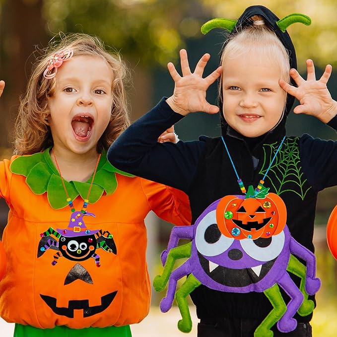 Winlyn 24 Sets Halloween Craft Kits DIY Halloween Art Sets Spider Bat Ghost Pumpkin Foam Halloween Stickers for Kids Fall Home Classroom Activities Trick-or-Treat Party Favors