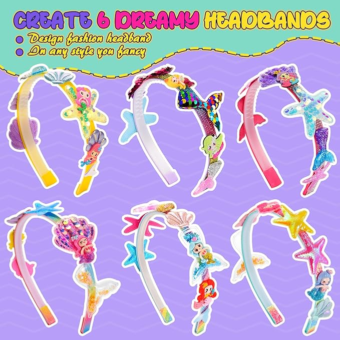 Hair Accessories for Girls,Headband Making Kit Arts and Crafts for Kids Ages 4-6 6-8 8-12,Girls Toys Hair Accessories Set for 4 5 6 7 8 9 Year Old Girl Birthday Gifts