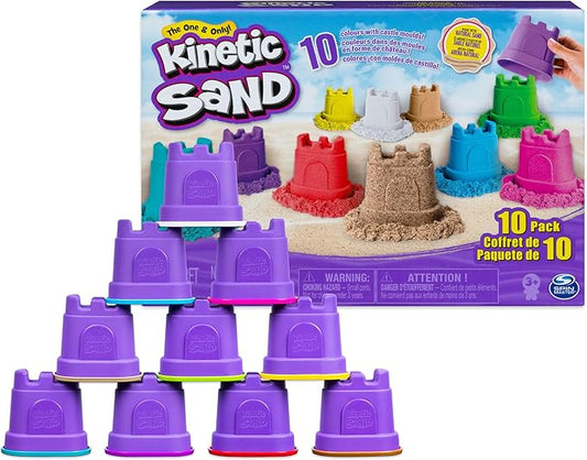 Kinetic Sand, Castle Containers 10-Color Pack of Play Sand for Party Favors, Goodie Bags, Sensory Toys for Kids Ages 3 and up