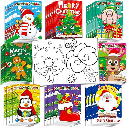 Omgouue 32Pcs Christmas Coloring Books for Kids - Xmas Coloring Book for Kids All Ages Indoor Activities at Home Party Favors Gift Supplies