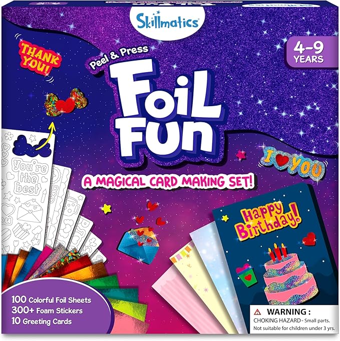 Skillmatics Art & Craft Activity - Foil Fun Card Making Set, No Mess Art for Kids, Craft Kits & Supplies, DIY Creative Activity, Valentine's Day Gifts for Girls & Boys Ages 4, 5, 6, 7, 8, 9