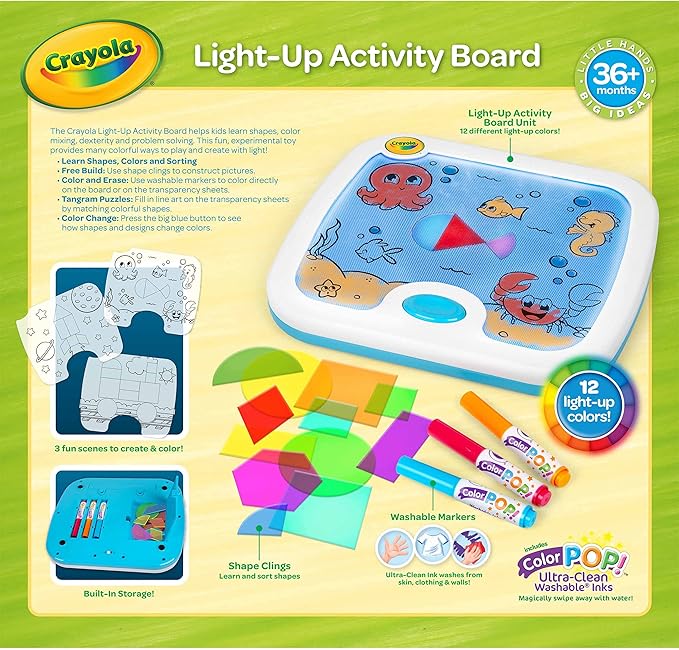 Crayola Light Up Activity Board, Sensory Toy for Toddlers & Kids, Light Box, Light Up Coloring Board, Toys & Gifts for Kids, 3+