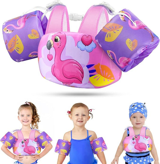 Vvinca Separable Toddler Swim Vest Fit 22-66 Lbs（1-6 Years）|2025 Newest 3 in 1 Pool Float & Arm Bands Boys and Girls, Adjustable Sturdy Safety for Infant 1 2 3 4 5 6 Year