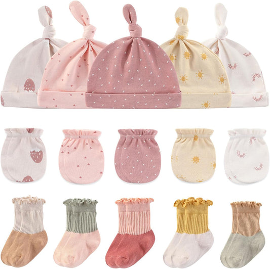 Baby Hats Mittens and Socks Set Cotton Newborn Hat Beanie Soft Infant Girls Boys Caps Gloves 0-6 month