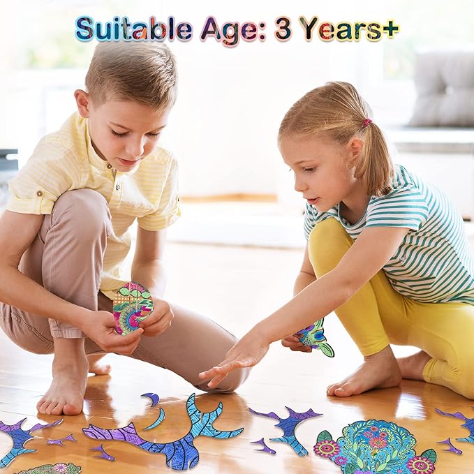 Hautton 3D Coloring Puzzle, Creative DIY Painting Puzzle Set Toy with 10 Colouring Pens, Fun Arts Crafts Gift for Kids Age 3 4 5 6 7 8 9 10 11 12 -Elk