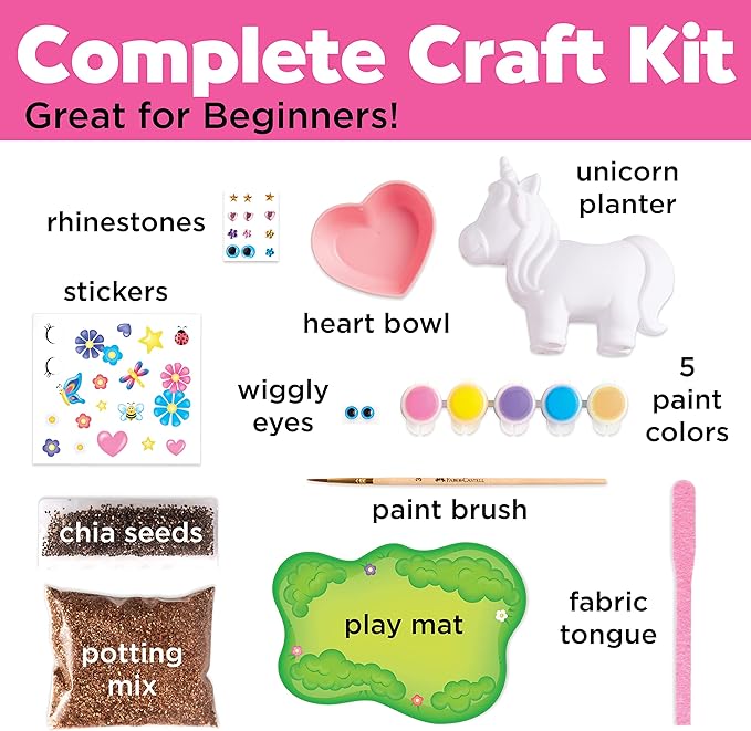 Creativity for Kids Unicorn Self-Watering Plant Pet, Unicorn Crafts for Girls and Boys, Unicorn Kids Garden Kit for Ages 6-8+, Green