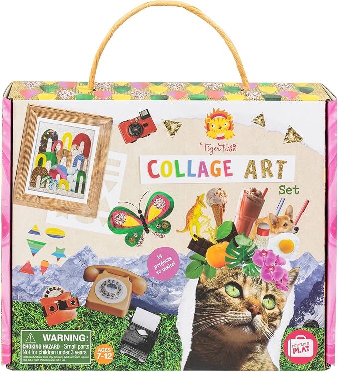 Tiger Tribe: Collage Art Set - All-in-1 Artist Kit, Includes Scissors, Pen, Stickers, Pattern Pages & More! Cut-Glue-Collage, Kids Crafts Kit Age7+